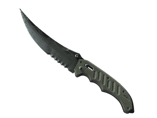 Flip Knife Damascus Steel (Battle Scarred)