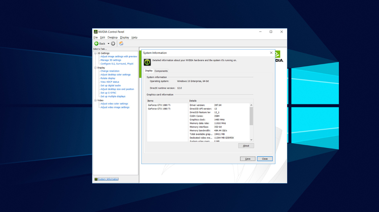 NVIDIA System Information Screen