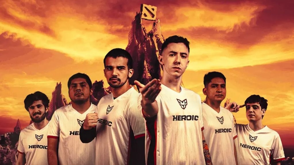 Dota 2 players from HEROIC allinged for a picture