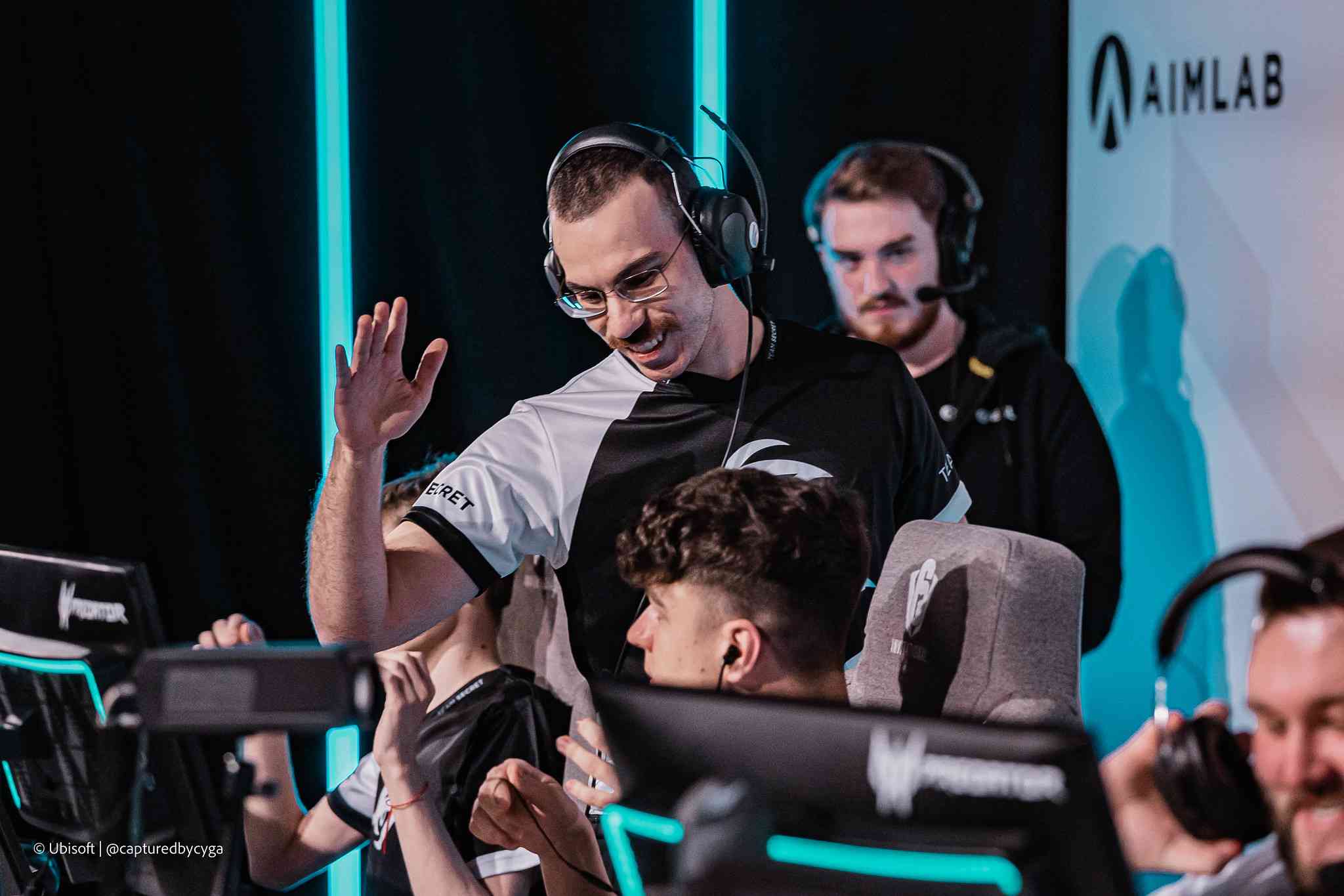 Twister celebrating a round won at the Six Invitational 2023 with Team Secret (Image Credits: Ubisoft/capturedbycyga)