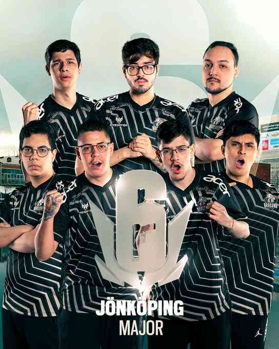 The roster for Black Dragons cheer in a promotional image to celebrate qualifying to the Six Major JÃ¶nkÃ¶ping