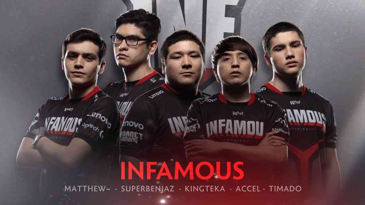 The roster for Infamous at The International 7 in 2017.