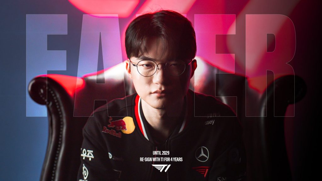 Faker from T1 sitting on a chair