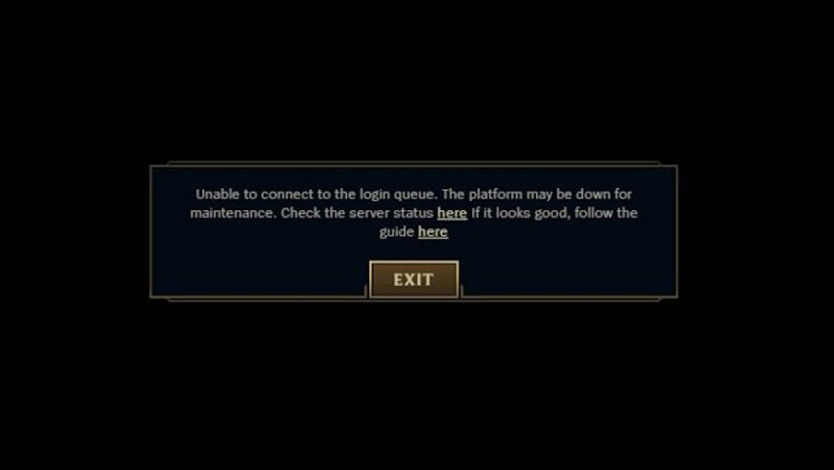 League of Legends error massage